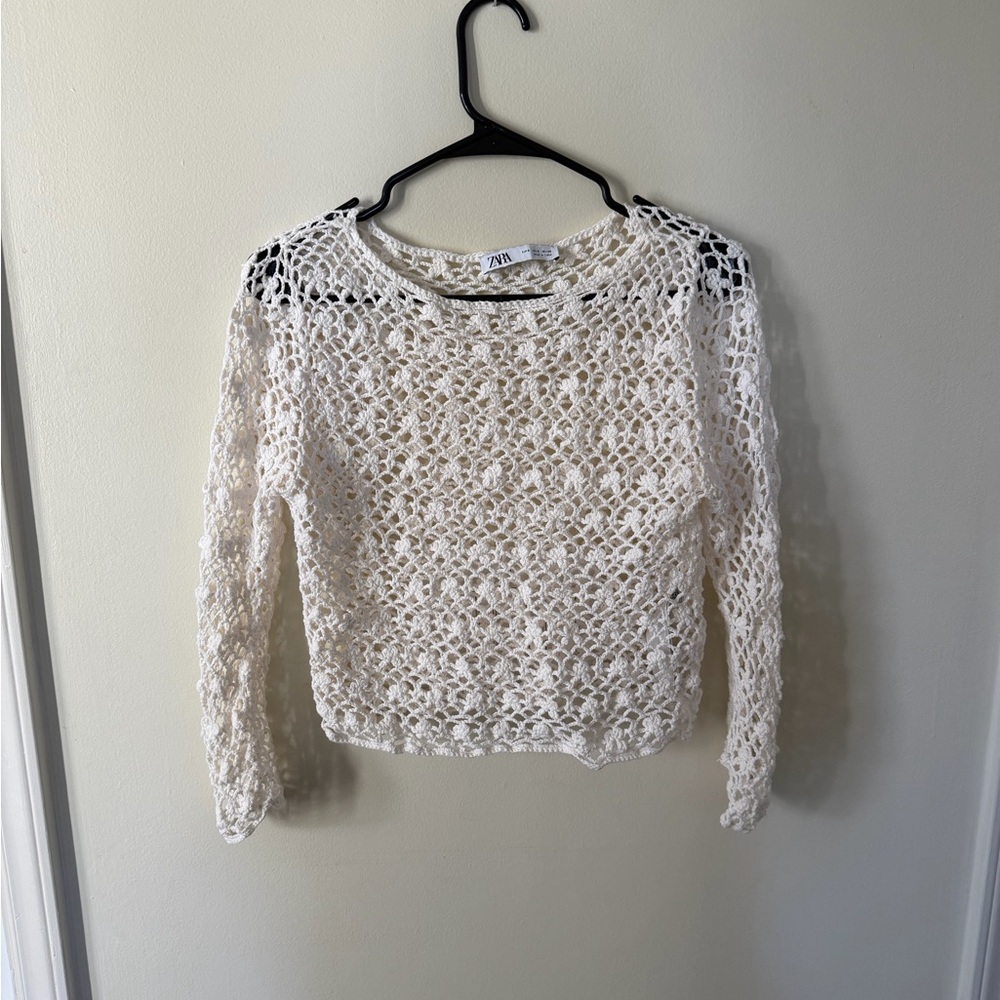 Zara Cream Crochet Women Top